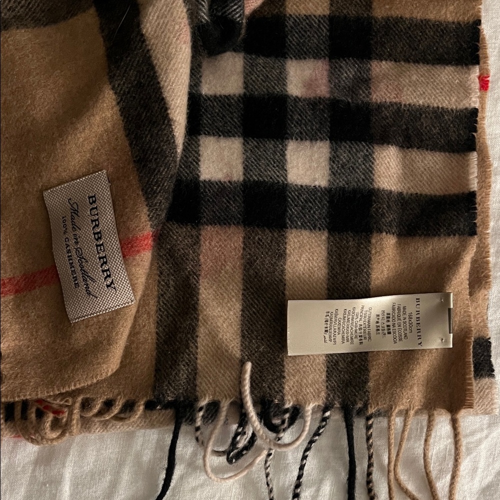 Burberry Beige and Red Heart Pattern Scarf - Picture 5 of 6